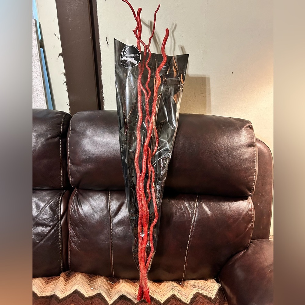 Garden Collection red glitter branches approx 42” tall 4 branches total